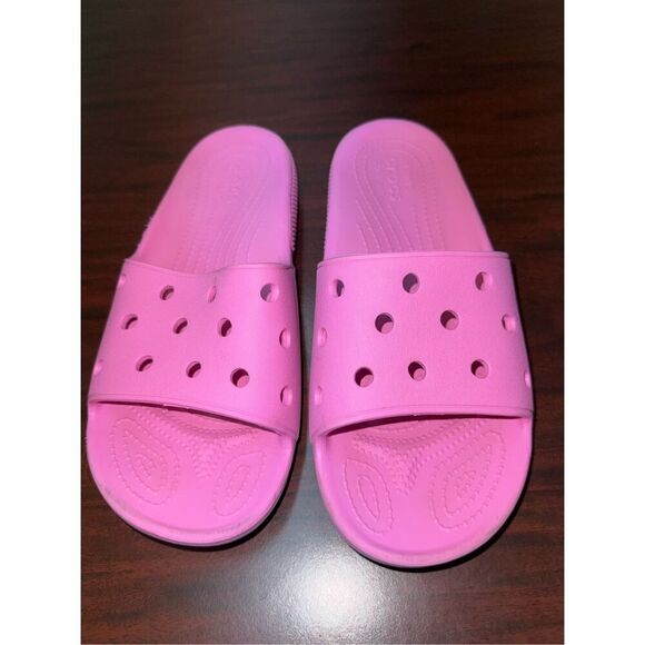 Crocs Pink Classic Slides Size Womens 14/ Mens 12 - Picture 2 of 6